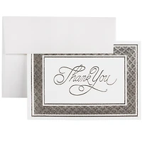 JAM Paper 4.875" x 3.375" Bright White with Silver Border Thank You Cards & Envelopes Set