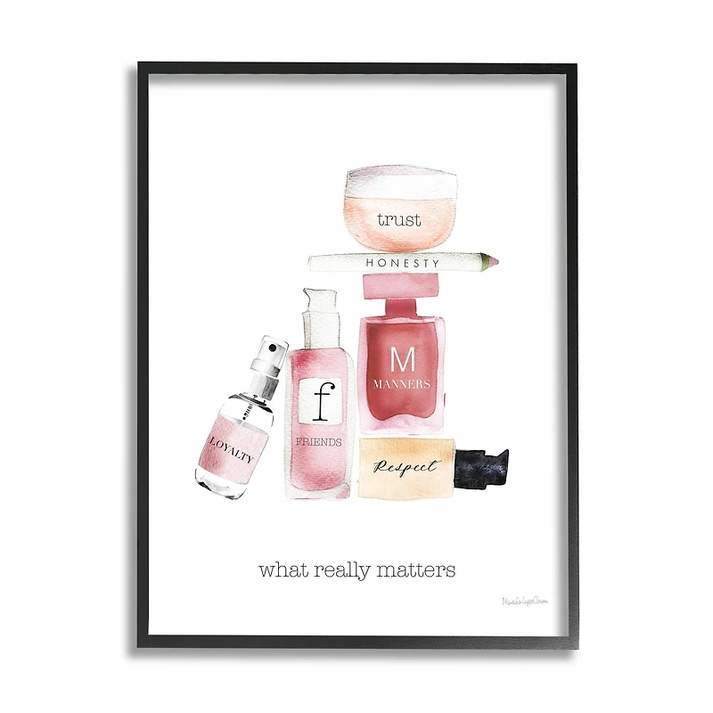 Stupell Industries Motivational Phrase Fashion Cosmetics What Really Matters Quote Framed Wall Art