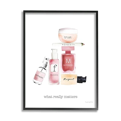 Stupell Industries Motivational Phrase Fashion Cosmetics What Really Matters Quote Framed Wall Art