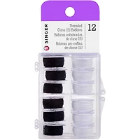 SINGER® Black & White Class 15 Threaded Bobbins, 12ct.