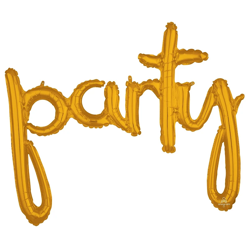 39" Gold Party Script Phrase Foil Balloon