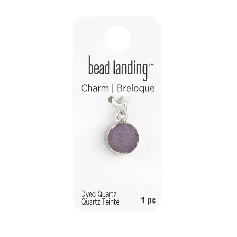 Round Violet Dyed Quartz Charm by Bead Landing™