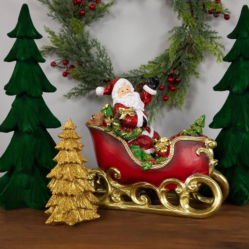 6" Gold Metallic Glittered Resin Tabletop Christmas Tree