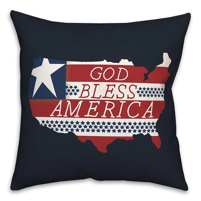 God Bless America Map Outline Throw Pillow