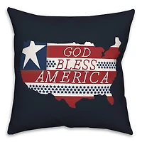 God Bless America Map Outline Throw Pillow