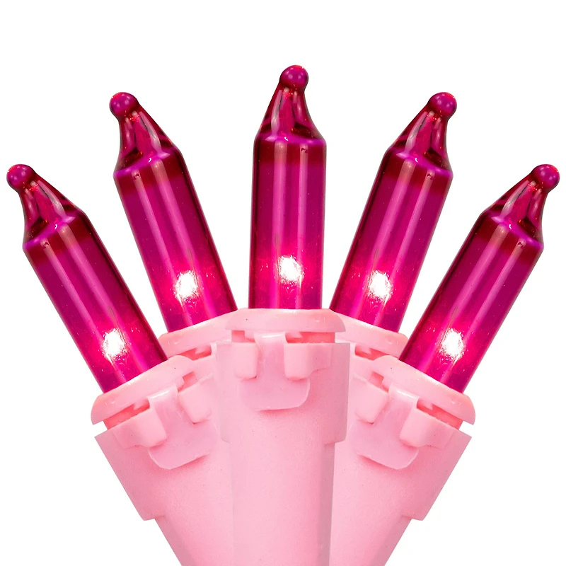 50ct Pink Mini Valentine's Day Light Set 10ft Pink Wire