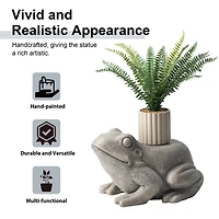 Glitzhome® 15.25" Frog Garden Statue Planter Stand