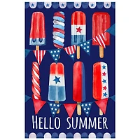 Hello Summer Patriotic Americana Popsicle Garden Flag
