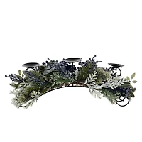 31" Frosted Pine Blueberry Centerpiece Candle Holder
