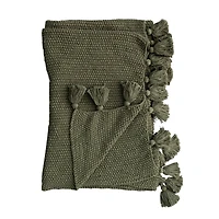 Hello Honey® Olive Green Knit Throw Blanket with Tassels
