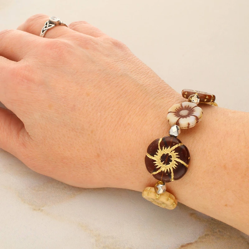 Honey Autumn Czech Glass Flower Bead Mix by Bead Landing™