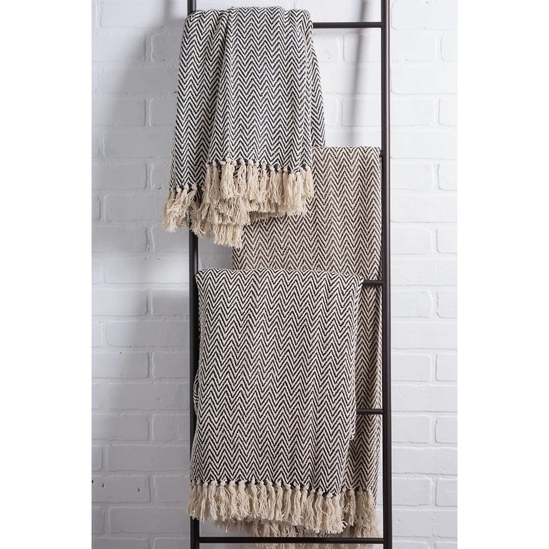 DII® Dark Brown Handloom Chevron Throw