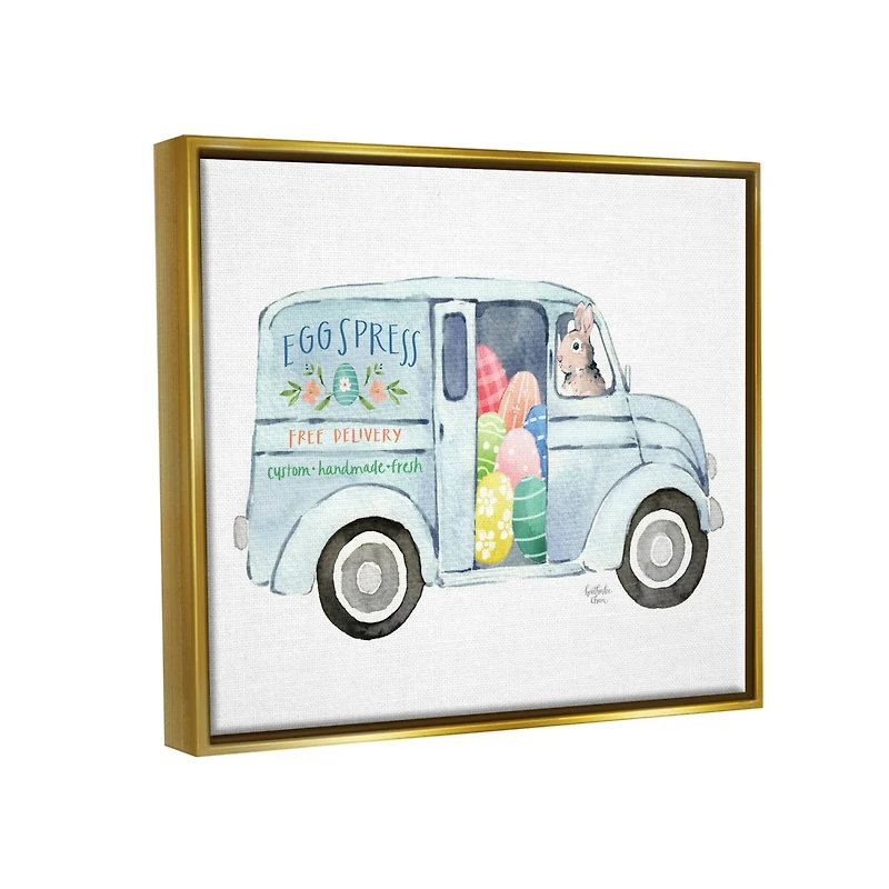 Stupell Industries Patterned Easter Eggs Truck Holiday Bunny Painting Floater Framed Art