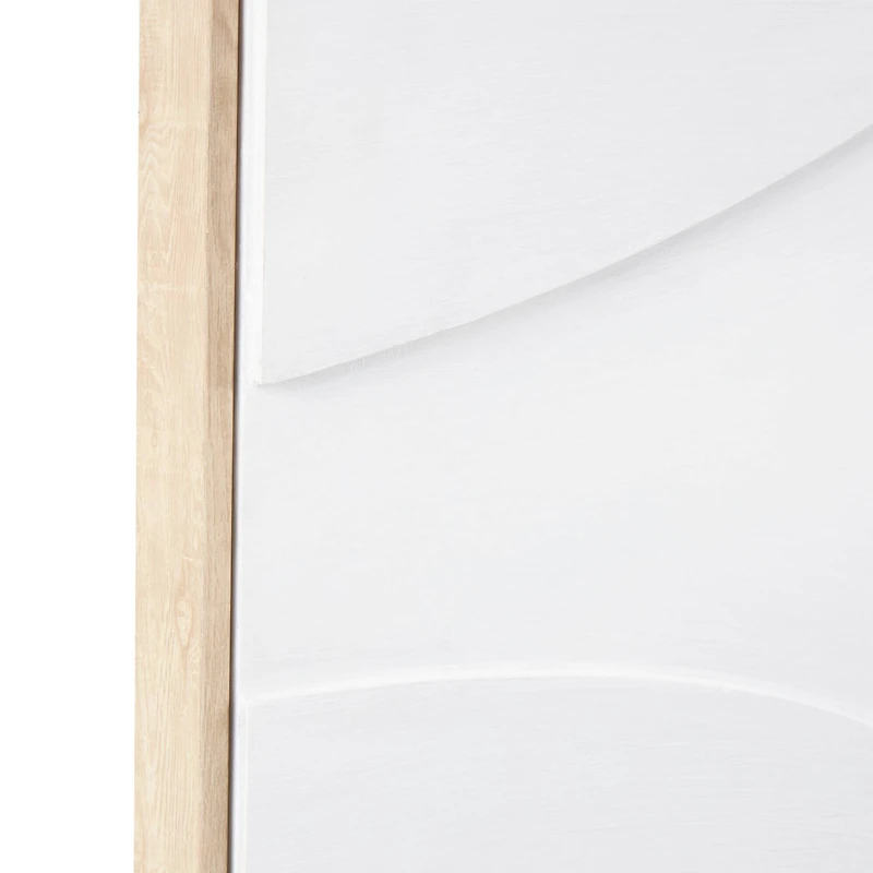 33" x 49", White Wooden Geometric Home Wall Décor with Abstract Circles and Brown Wooden Frame