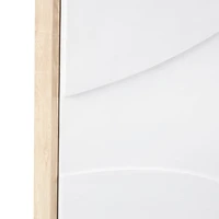 33" x 49", White Wooden Geometric Home Wall Décor with Abstract Circles and Brown Wooden Frame