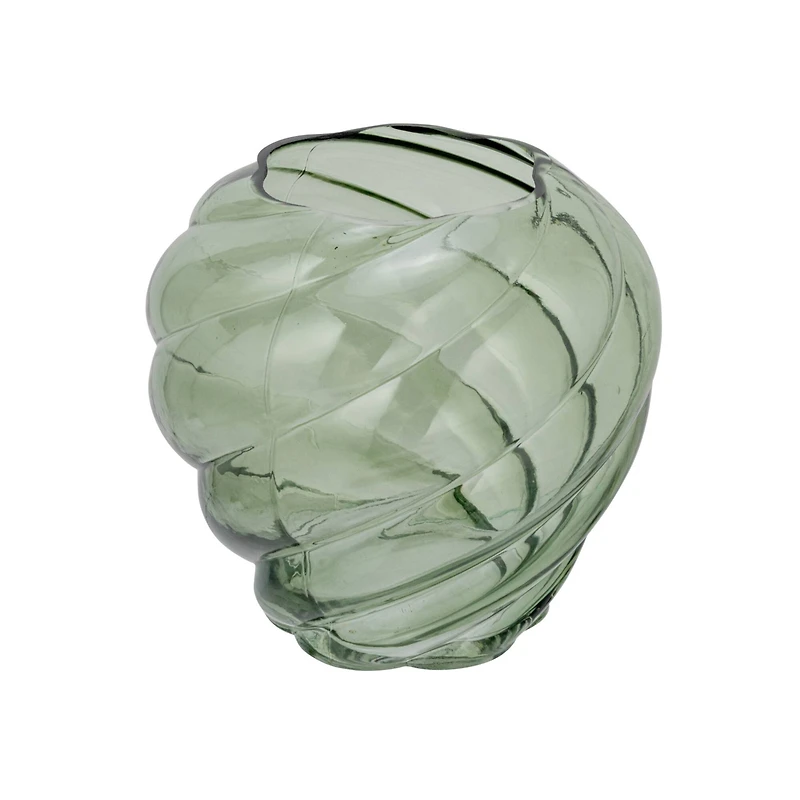 Hello Honey® 7.75" Green Round Twisted Glass Vase
