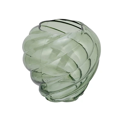 Hello Honey® 7.75" Green Round Twisted Glass Vase
