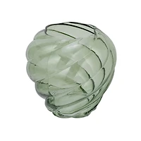 Hello Honey® 7.75" Green Round Twisted Glass Vase