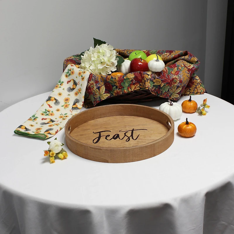 Elegant Designs™ 13.8" Round Feast Serving Tray with Handles