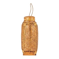 Hello Honey® 19" Natural Artisanal Bamboo & Rattan Lidded Container
