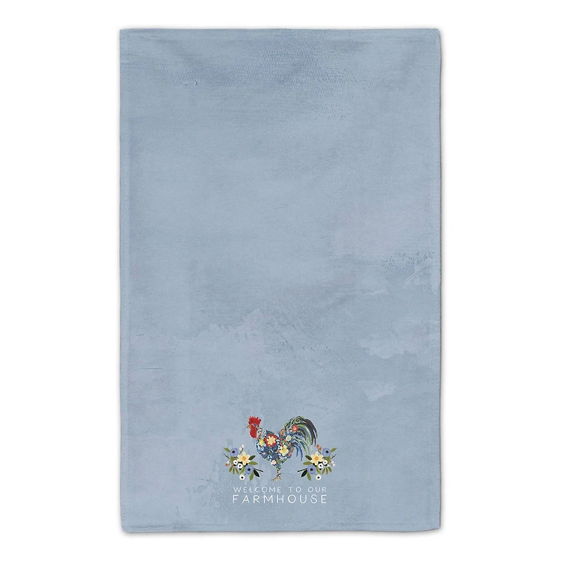 Floral Rooster Collage Blue 16" x 25" Towel Set