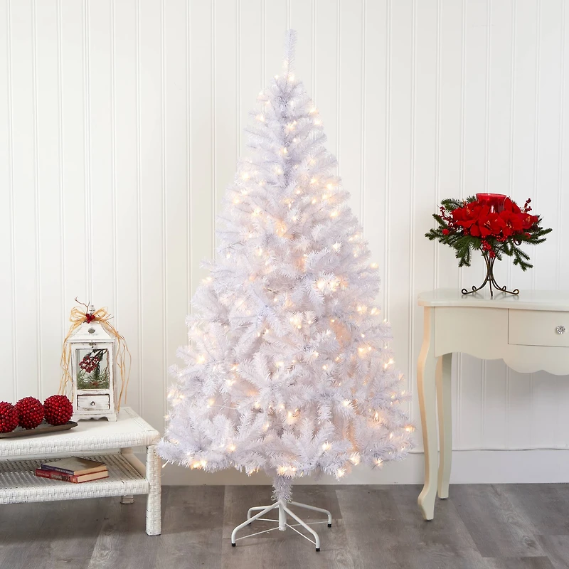 6ft. Pre-Lit White Artificial Christmas Tree, Clear LED Lights