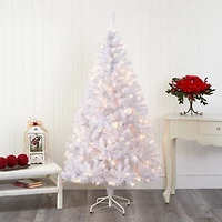 6ft. Pre-Lit White Artificial Christmas Tree, Clear LED Lights