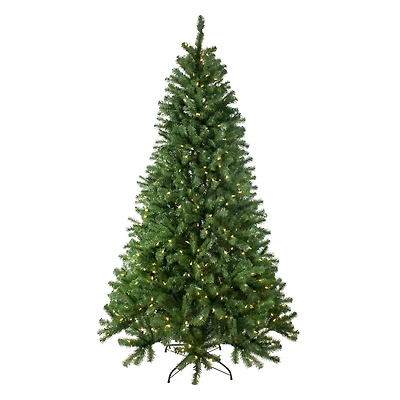 7.5ft. Pre-Lit Full Multi-Function Basset Pine Artificial Christmas Tree, Dual Color® LED lights