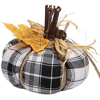 5" Black & White Plaid Fall Harvest Plush Pumpkin