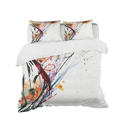 Designart 'Abstract Orange Flowers' Cottage Bedding Set