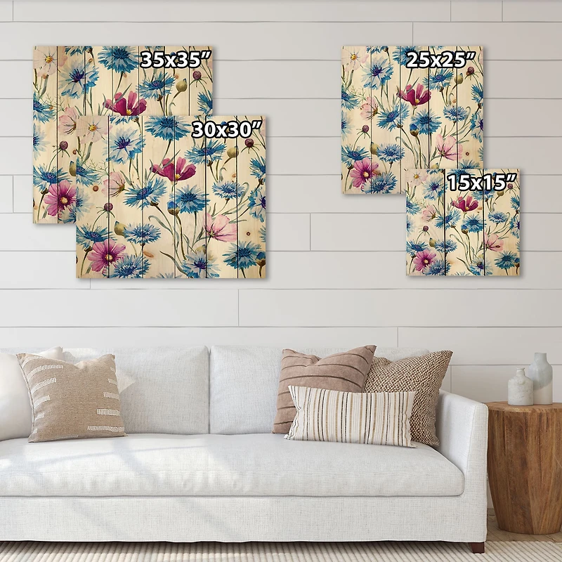 Designart - Blue and Pink Wild Cornflowers