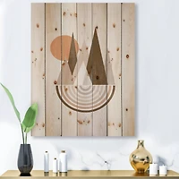 Designart - Minimalistic Mountain Landscape With Red Full moon