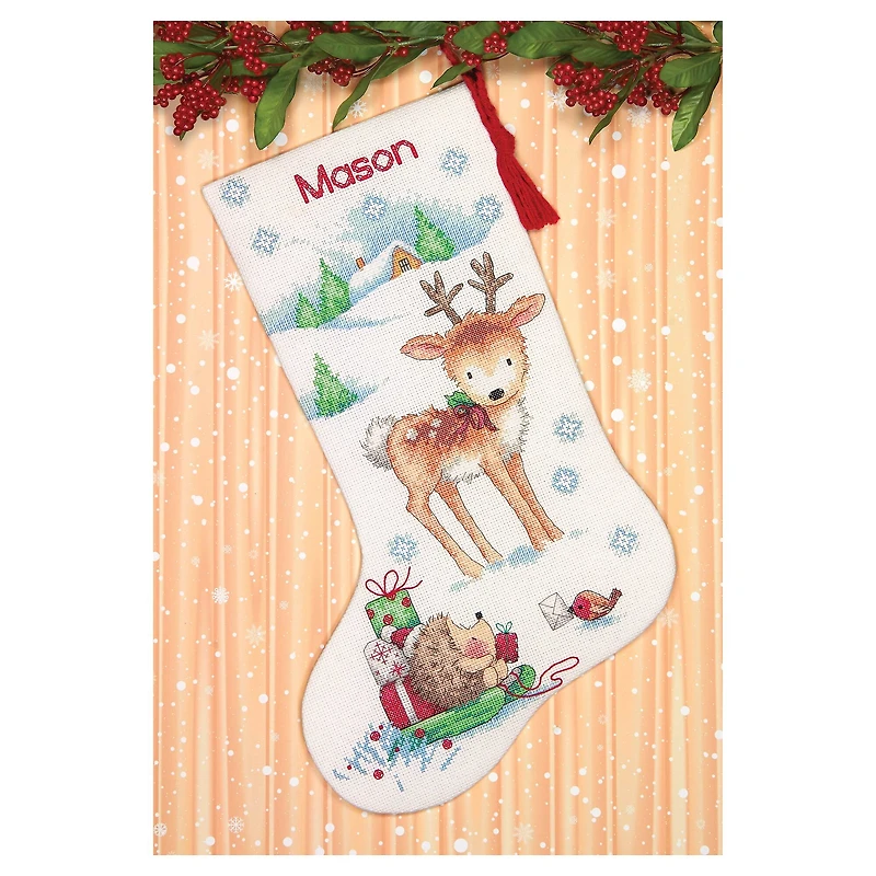 Dimensions® Counted Cross Stitch Kit, Reindeer & Hedgehog Stocking