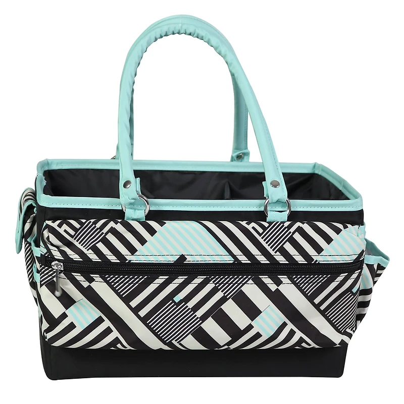 Everything Mary Teal Geometric Deluxe Store & Tote Craft Organizer