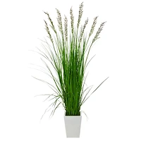 6.25ft. Grass Plant in White Metal Planter
