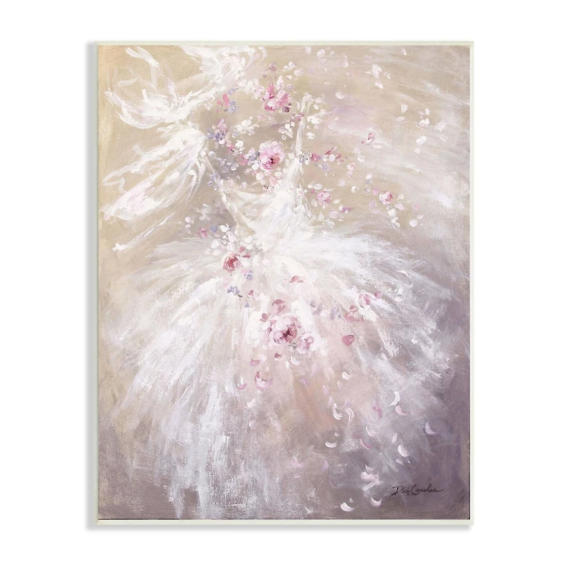 Stupell Industries Abstract Prairie White Dress Dancing Pink Roses Wall Plaque
