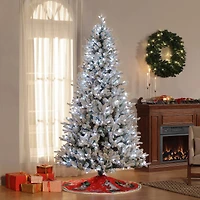 7.5ft. Pre-Lit Alexa Enabled Flocked Mountain Fir Artificial Christmas Tree, Multicolor LED Lights
