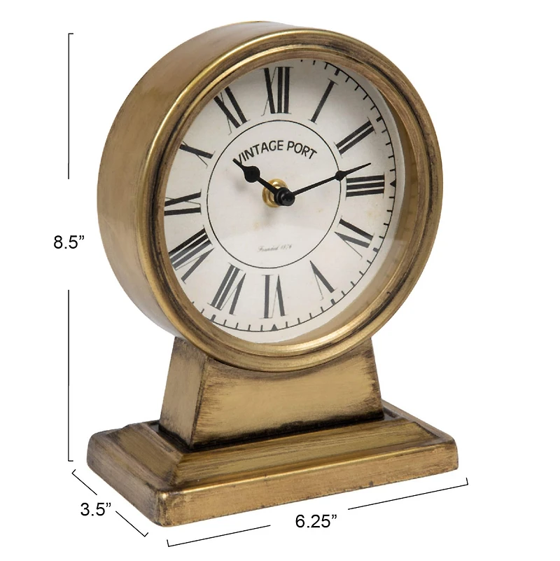Hello Honey® 8.5" Gold Metal Mantel Clock