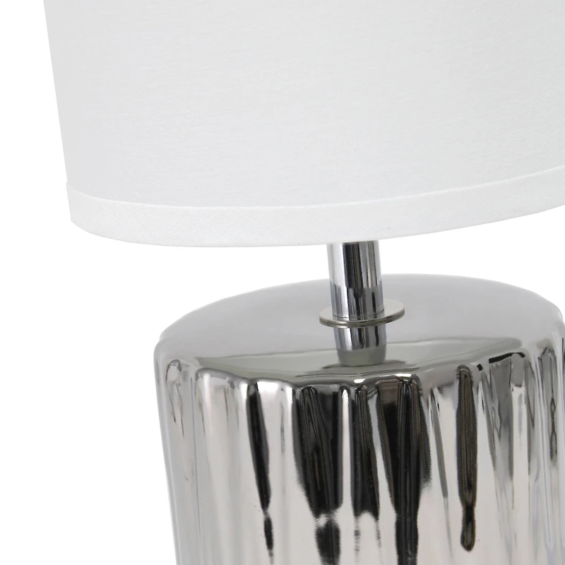 Simple Designs 11.5" Ruffled Metallic Chrome Capsule Table Lamp