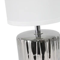 Simple Designs 11.5" Ruffled Metallic Chrome Capsule Table Lamp