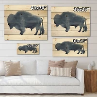Designart - Navy Blue Bison Silhouette