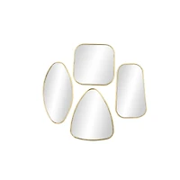 CosmoLiving by Cosmopolitan Set of 4 Gold Wood Glam Wall Mirror, 24", 21", 20"