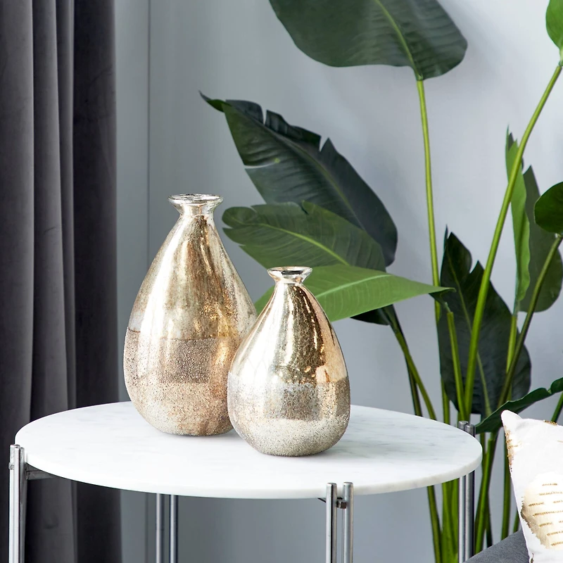 Gold Glass Rustic Vase Set