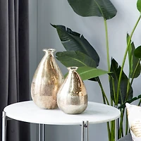 Gold Glass Rustic Vase Set