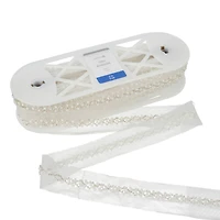 2" White Crisscross Pearls Sheer Ribbon by Celebrate It®