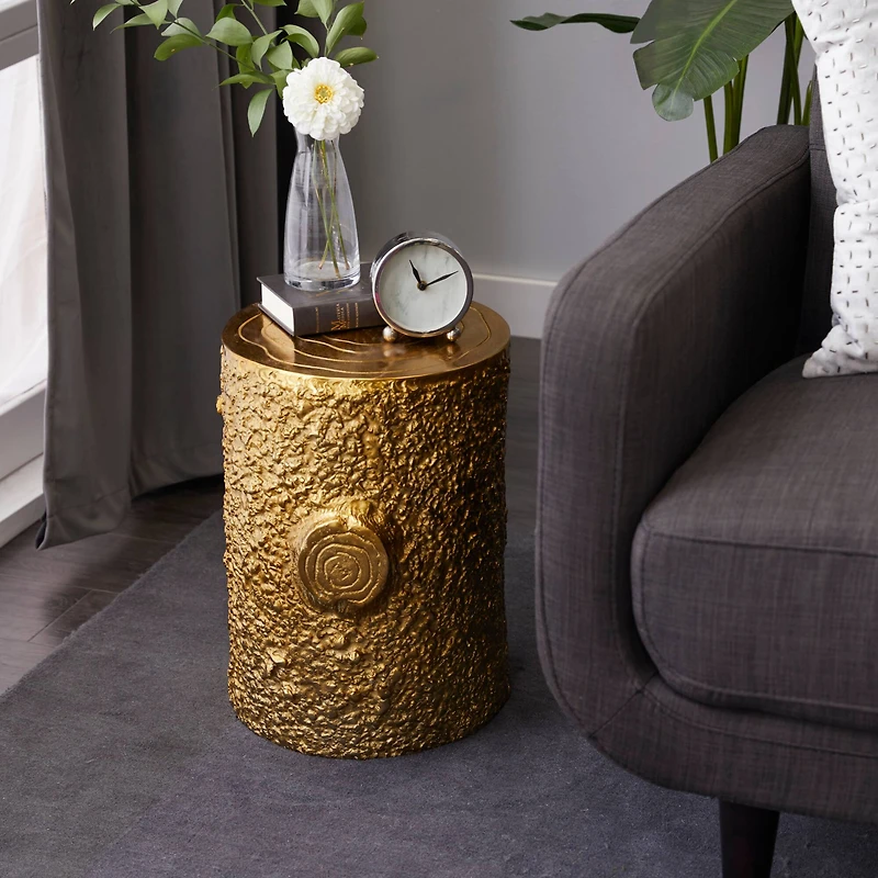 17" Gold Textured Contemporary Stool