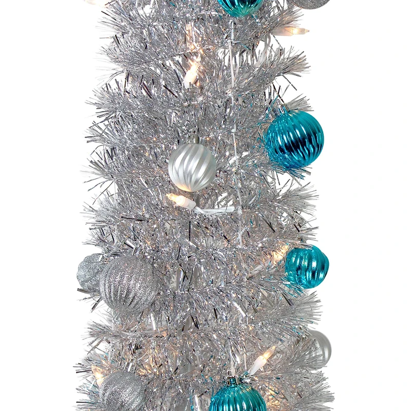 6ft. Pre-Lit Silver & Blue Pre-Decorated Pop-Up Artificial Christmas Tree