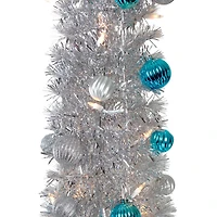 6ft. Pre-Lit Silver & Blue Pre-Decorated Pop-Up Artificial Christmas Tree