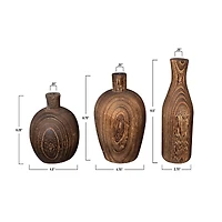 Hello Honey® Brown Paulownia Wood Vase with Black Charred Finish Set