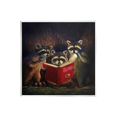 Stupell Industries Fun Raccoon Trio Reading Book Wall Plaque Art